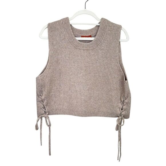 Altuzarra Amani Cropped Lace Up Merino Wool Blend Tank Mushroom Size XL - Picture 4 of 8